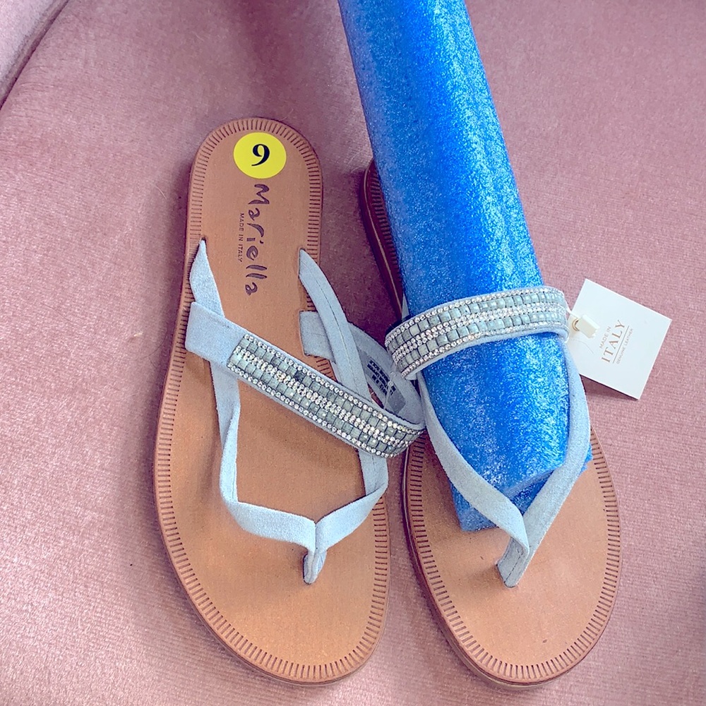 Italian Leather strap rhinestone sandals🔸